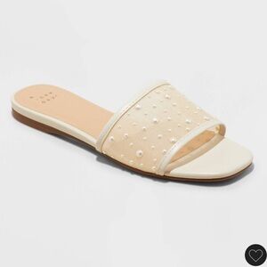 A New Day Elain Pearl Mesh Slide Sandals